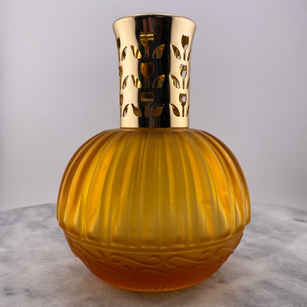 Eden Catalytic Lamp in Frosted Yellow Glass and Gold Crown